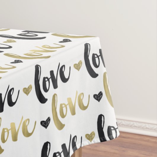 Gold Black Love Heart Tafelkleed (Voorbeeld)