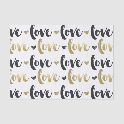 Gold Black Love Heart Tissuepapier (Voorkant)