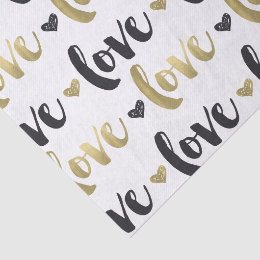 Gold Black Love Heart Tissuepapier (Detail)