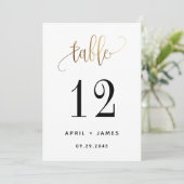 Gold Black Lovely Script Typography Table Number (Staand voorkant)