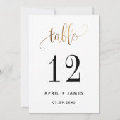 Gold Black Lovely Script Typography Table Number (Achterkant)