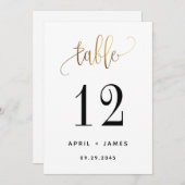 Gold Black Lovely Script Typography Table Number (Voorkant / Achterkant)