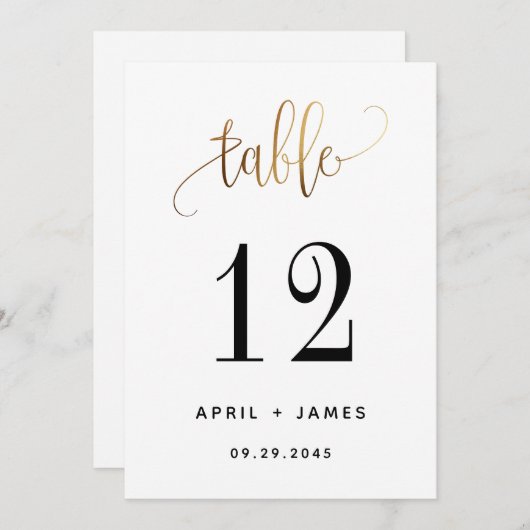 Gold Black Lovely Script Typography Table Number