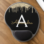 Gold Black Luxury Glitter Glam Monogram Naam Gel Muismat<br><div class="desc">Glitter monogram gouden en zwarte sparkle en Initiaal Mousepad (Muismat). Dit maakt de perfecte liefhebbende 16 verjaardag,  bruiloft,  vrijgezellenfeest,  verjaardagsdag,  baby shower of vrijgezellenfeest voor iemand die van luxe glam en stijl houdt.</div>