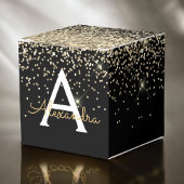 Gold Black Luxury Glitter Sparkle Monogram Bedankdoosjes