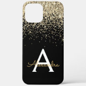 Gold Black Luxury Glitter Sparkle Monogram Case-Mate iPhone Case (Achterkant)