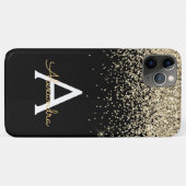 Gold Black Luxury Glitter Sparkle Monogram Case-Mate iPhone Case (Achterkant (horizontaal))