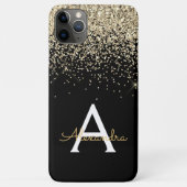 Gold Black Luxury Glitter Sparkle Monogram Case-Mate iPhone Case (Achterkant)