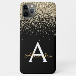 Gold Black Luxury Glitter Sparkle Monogram Case-Mate iPhone Case