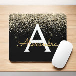 Gold Black Luxury Glitter Sparkle Monogram Muismat<br><div class="desc">Glitter Monogram monogram Mousepad,  gouden en zwarte sparkle. Deze Muismat kan worden aangepast om uw initiaal en voornaam of achternaam op te nemen.</div>