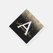 Gold Black Luxury Glitter Sparkle Monogram Servet (Hoek)