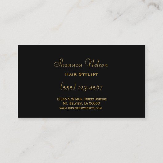 Gold & Black Luxury Hair stylist Salon Tools Visitekaartje (Achterkant)