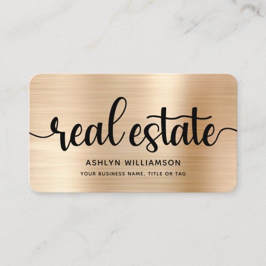 Gold Black Makelaar Foto QR Code Broker Visitekaartje (Voorkant)