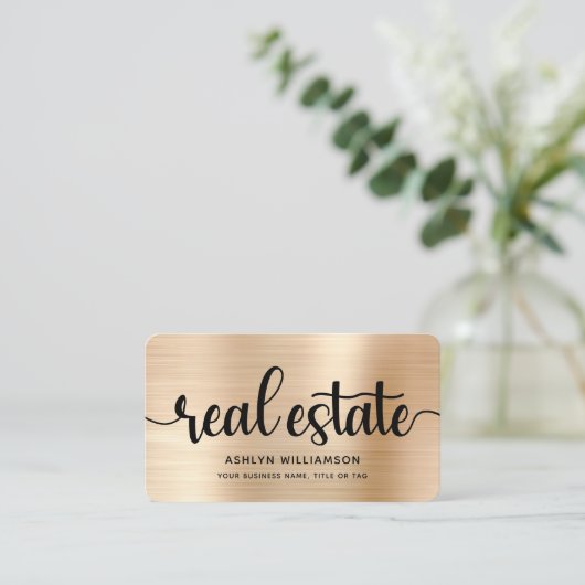 Gold Black Makelaar Foto QR Code Broker Visitekaartje (Staand voorkant)