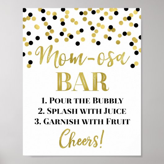 Gold Black Mam-osa Bar Baby shower Poster (Voorkant)