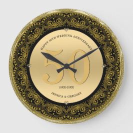 Gold & Black mandala 50 Wedding Anniversary Grote Klok
