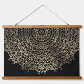 Gold Black Mandala Chic Trippy Psychedelic Hippie Hangend Wandkleed (Voorkant)
