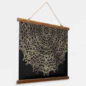 Gold Black Mandala Chic Trippy Psychedelic Hippie Hangend Wandkleed (Gebogen)