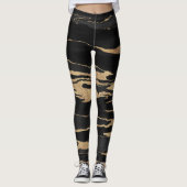 Gold Black Marble Abstract schilderen Leggings (Voorkant)