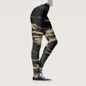 Gold Black Marble Abstract schilderen Leggings (Rechts)