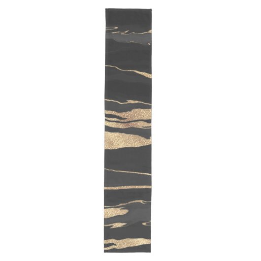 Gold Black Marble Abstract schilderen Medium Tafelloper (Voorkant)