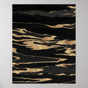 Gold Black Marble Abstract schilderen Poster