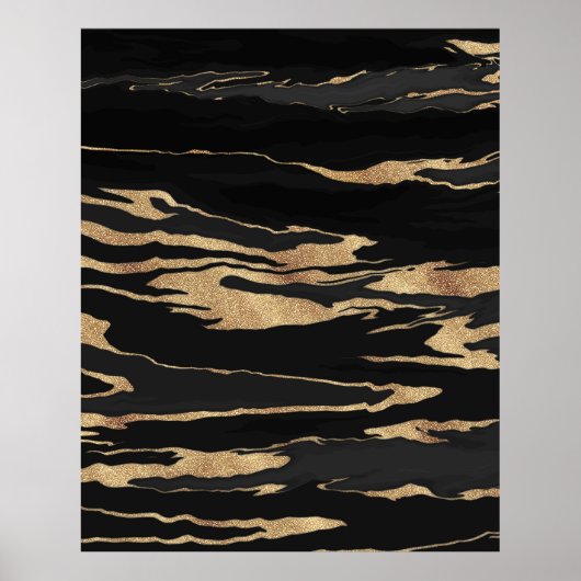 Gold Black Marble Abstract schilderen Poster (Voorkant)