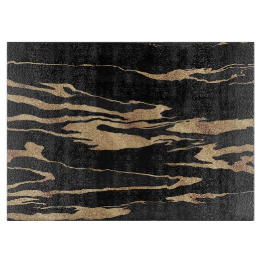 Gold Black Marble Abstract schilderen Snijplank (Voorkant)