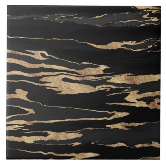 Gold Black Marble Abstract schilderen Tegeltje (Voorkant)
