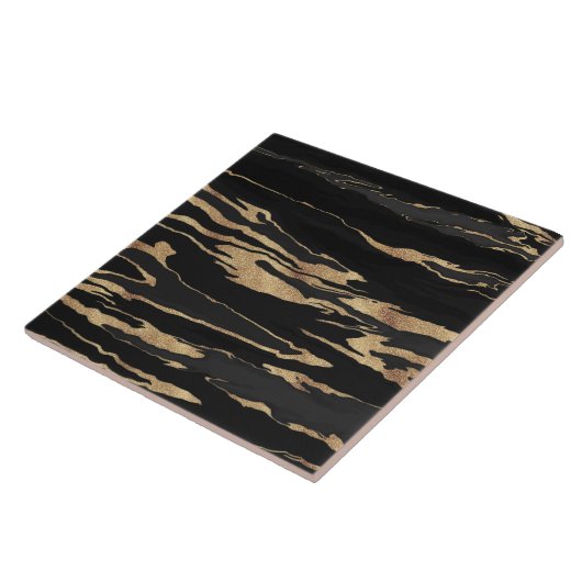 Gold Black Marble Abstract schilderen Tegeltje (Zijkant)