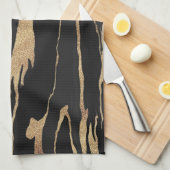 Gold Black Marble Abstract schilderen Theedoek (Quarter Fold)