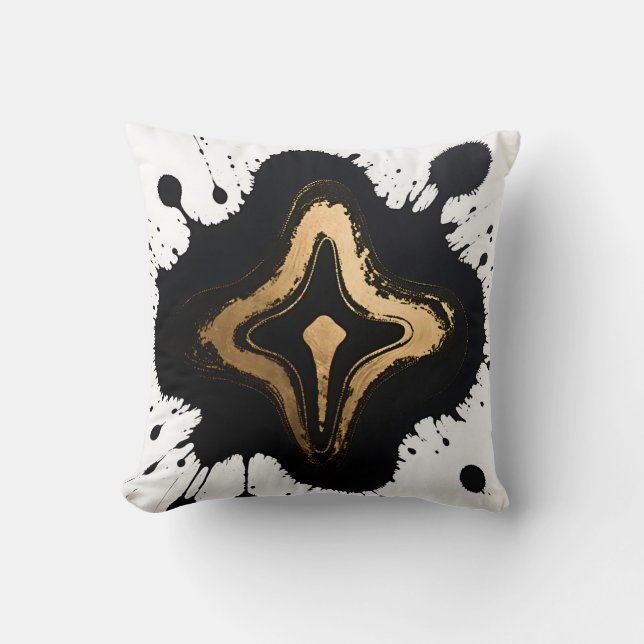 Gold Black Marble Fluid Abstract Luxury Kussen (Voorkant)