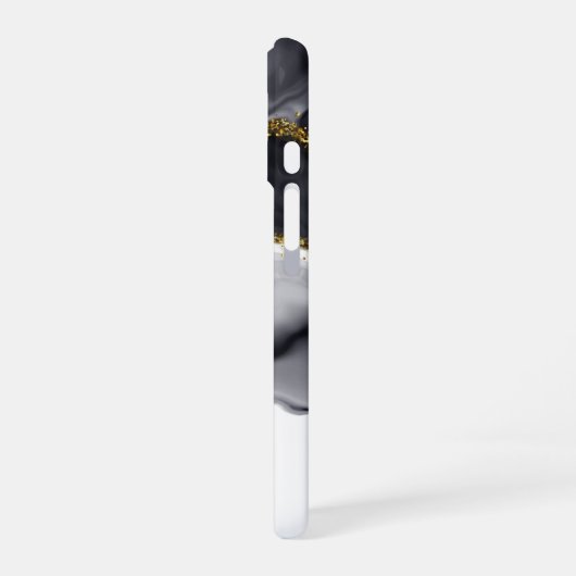 Gold Black Marble Personalize iPhone 16 Hoesje (Linkerkant)