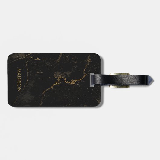Gold Black Marmer Bagagelabel (Achterkant horizontaal)