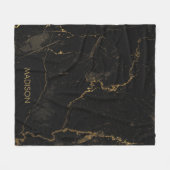 Gold Black Marmer Fleece Deken (Voorkant (Horizontaal))