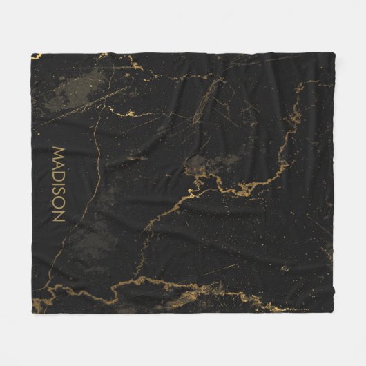 Gold Black Marmer Fleece Deken (Voorkant (Horizontaal))