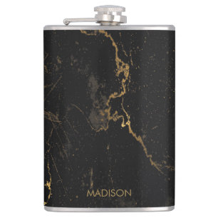 Gold Black Marmer Heupfles