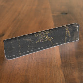 Gold Black Marmer Naambordje (Zijkant)