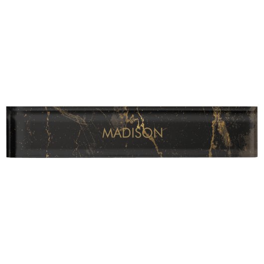 Gold Black Marmer Naambordje (Voorkant)