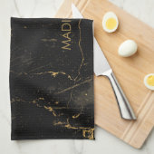 Gold Black Marmer Theedoek (Quarter Fold)