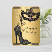 Gold Black Masquerade Ball Party Masker Jewel Kaart (Staand voorkant)