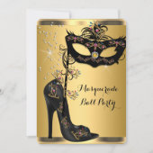Gold Black Masquerade Ball Party Masker Jewel Kaart (Voorkant)