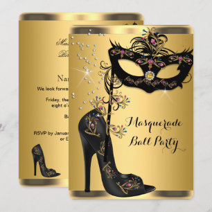 Gold Black Masquerade Ball Party Masker Jewel Kaart