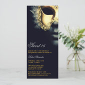 Gold Black Masquerade Sweet 16 Birthday Invitation Kaart (Staand voorkant)
