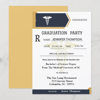 Gold Black Medical Prescription Pad Afstuderen Kaart