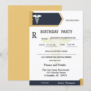 Gold Black Medical Prescrition Pad Birthday Kaart