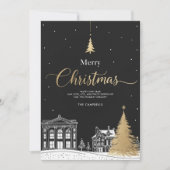 Gold & Black Merry Christmas Calligraphic Feestdagenkaart (Voorkant)