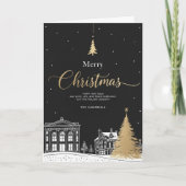 Gold & Black Merry Christmas Calligraphic Folded Feestdagen Kaart (Voorkant)