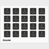 Gold & Black Merry Christmas Calligraphic Vierkante Sticker (Vel)