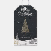 Gold & Black Merry Christmas Holiday Cadeaulabel (Achterkant)